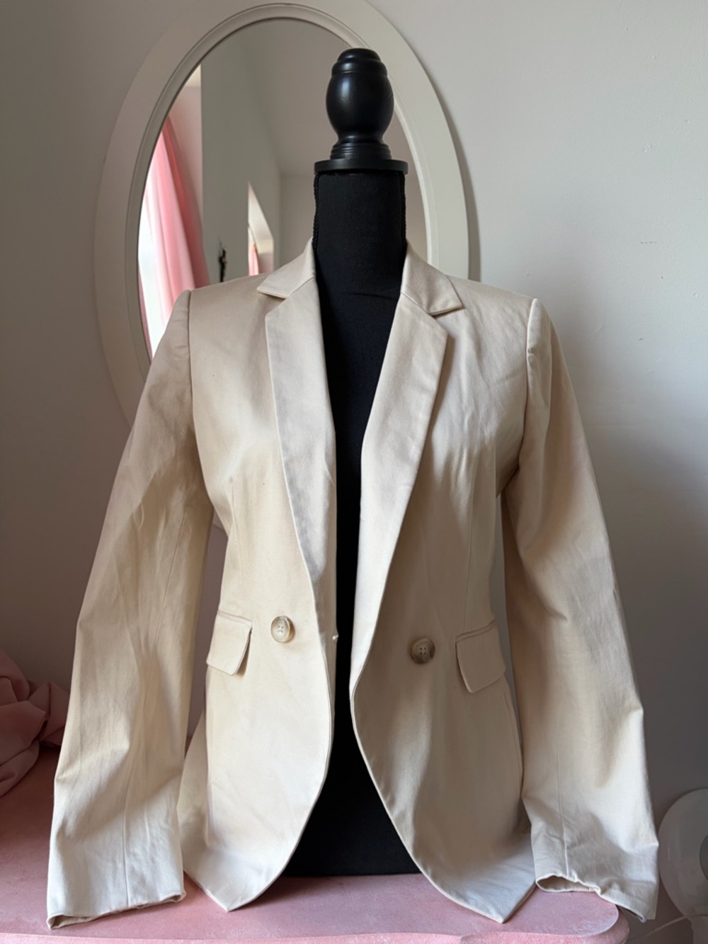 Gianni Bini Cream Double-Button Tailored Blazer